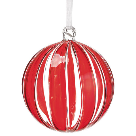 Glass Ball Ornament, 5" (Red & Clear)