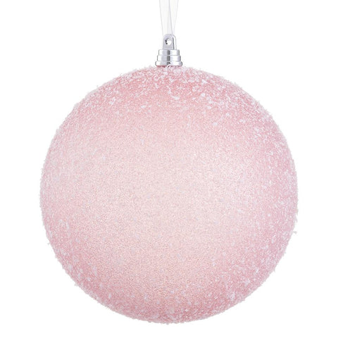 Snowed Plastic Ball Ornament, 6" (Pink)