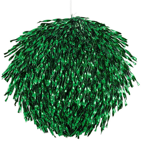 Glittered Tinsel Ball Ornament, 4.5" (Green)
