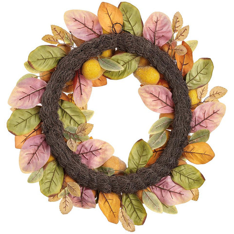 Beaded Pear/Berry Wreath, 30" (Brown/Yellow)