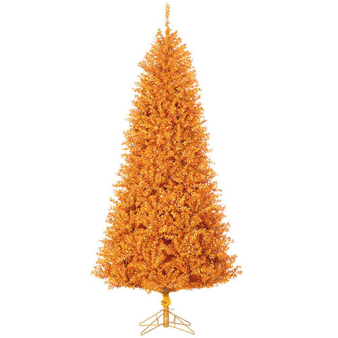 PVC Mini Leaf Pencil Tree x2697 With 750 LED Lights on Metal Stand, 7.5' (orange)