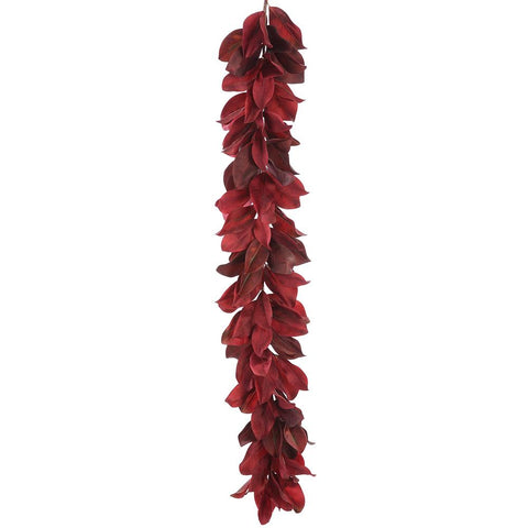 Magnolia Leaf Garland, 5' (Red Burgundy)