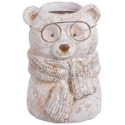 Bear Planter, 6" (White Antique)