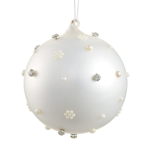 Pearl Glass Ball Ornament, 6" (Pearl)