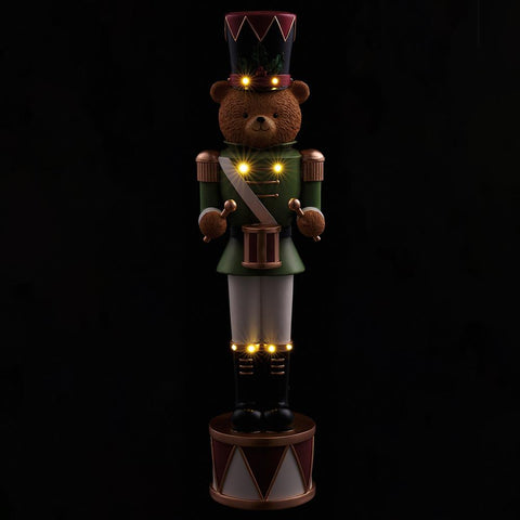 Soldier Bear Playing Drum w/Light Figurine, 21.5"
