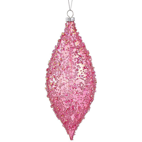 Beaded Plastic Finial Ornament, 7" (Pink)