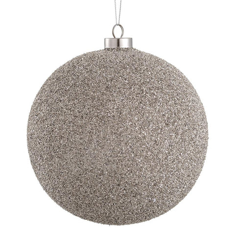 Beaded Glass Ball Ornament, 6" (Silver)