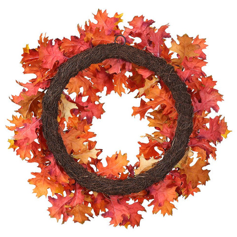 30" Oak Leaf Wreath, Orange