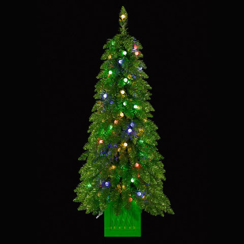 Jolly Pine Tree in Pot w/LED Lights, 4"H X 22"D