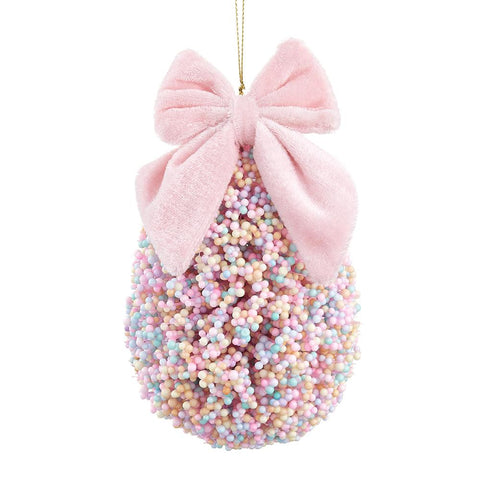 Egg Ornament W/ Bow, 5.5" (Pink Mixed)