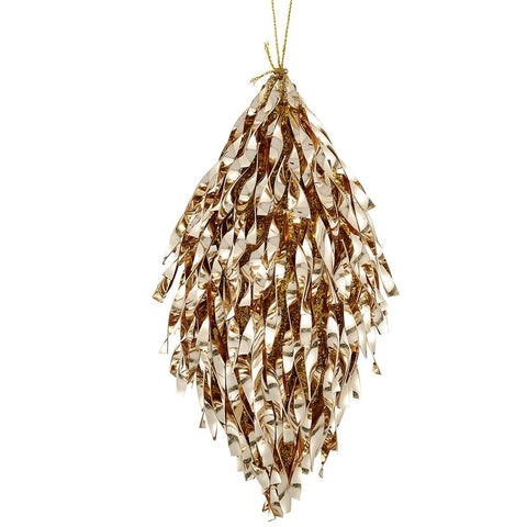 Glittered Tinsel Finial Ornament, 7" (Gold)