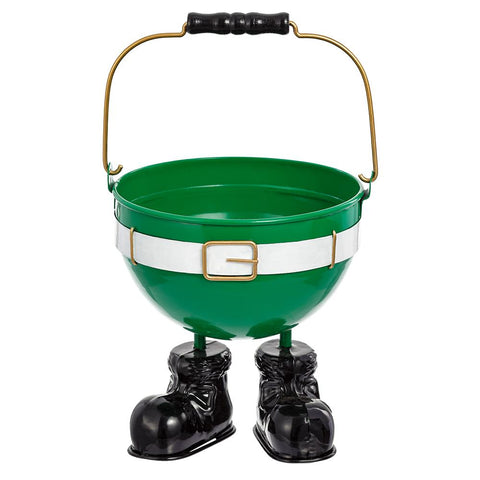 Metal Santa Planter, 9" (Gold & Green)