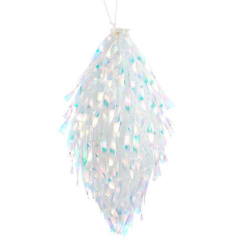 Beaded Tinsel Finial Ornament, 7" (Iridescent)