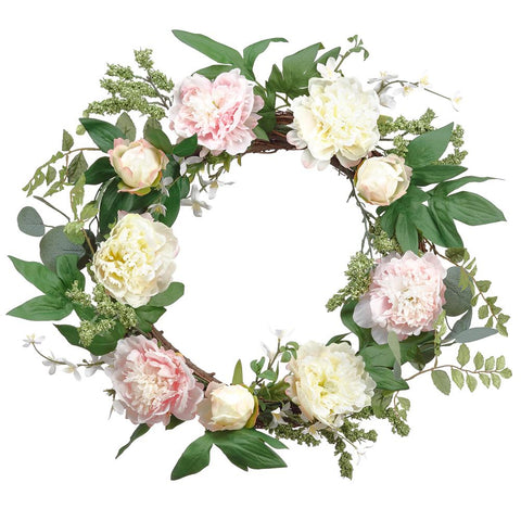 Peony, Leaf & Berry Wreath, 24"