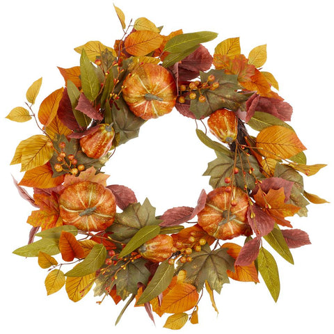 Pumpkin/Berry Fall Wreath, 24"
