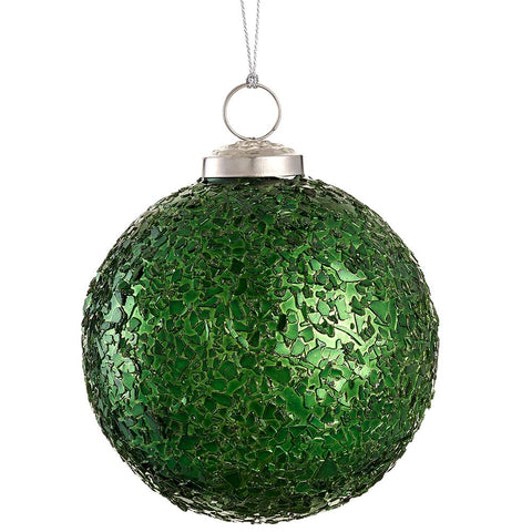 Glass Mosaic Ball Ornament, 6.5" (Green)