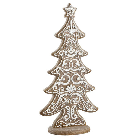 24" Glittered Tree With Star (White / Brown)