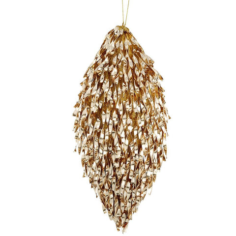 Glittered Tinsel Finial Ornament, 11" (Gold)
