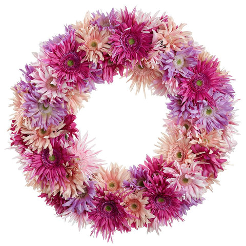 Gerbera Daisy Wreath (Boysenberry/Pink), 22"