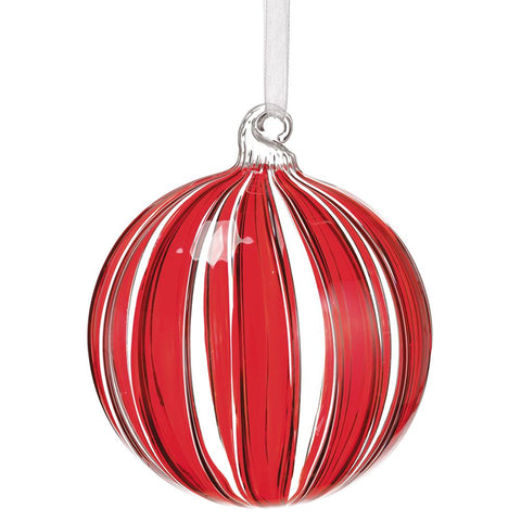 Glass Ball Ornament, 4" (Red & Clear)