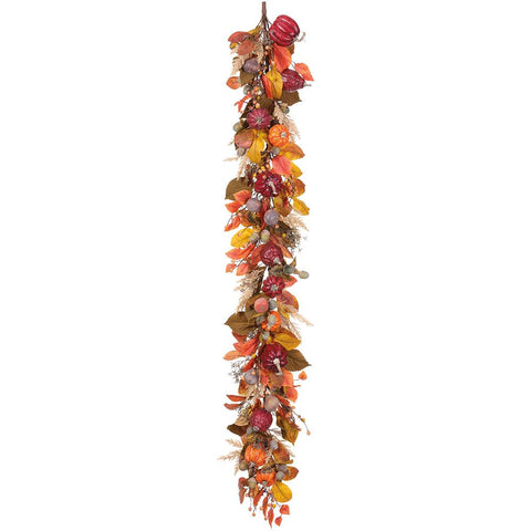 6" Pumpkin / Acorn / Pampas Grass Garland, Fall