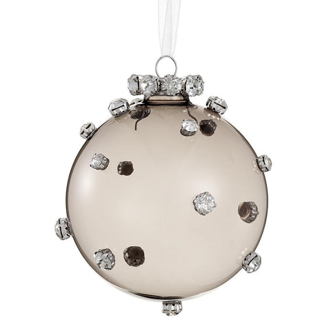 Diamond Glass Ball Ornament, 4" (Smoke & Silver)