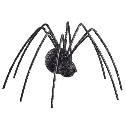 Glittered Fur Spider Figurine, 6.25" (Black)