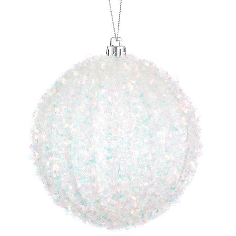 Tinsel Ball Ornament, 4" (Clear)