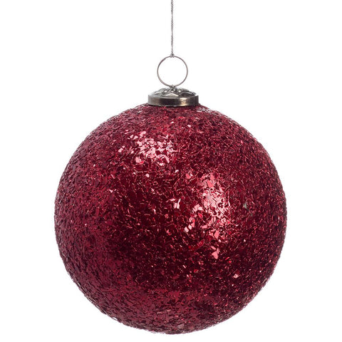 Glass Mosaic Ball Ornament, 6.5" (Red)