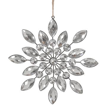 7.5" Rhinestone Snowflake Ornament Clear Black