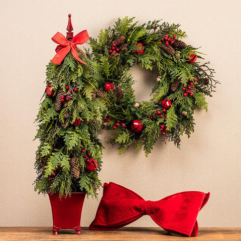 Velvet Bow Ornament, 8" x 20" (Red)