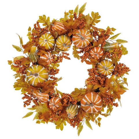 Pumpkin/Berry/Maple Wreath, 30" (Orange & Green)