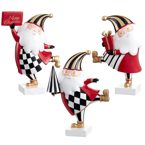 Resin Santa Figurines, 8" (Set of 3, Red & White)