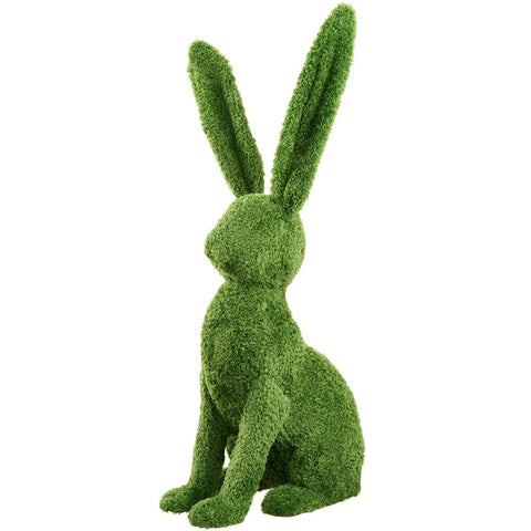 Furry Moss Covered Bunny Figurine, 21" (Green)