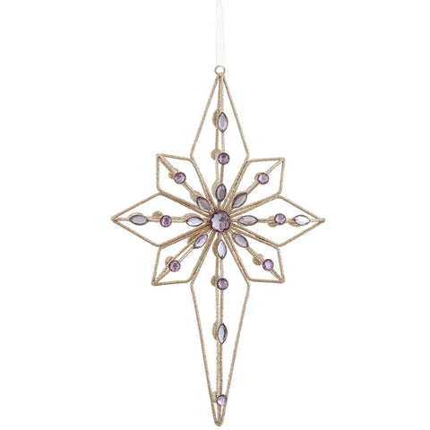 Glittered Rhinestone Star Ornament, 10.5" (Purple & Gold)