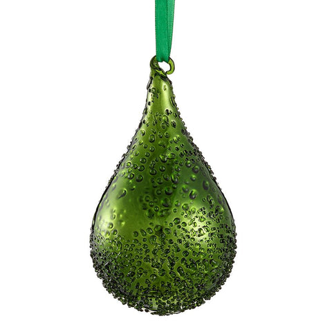 Beaded Glass Teardrop Ornament, 5" (Green)