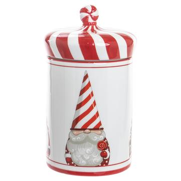 10.3" Peppermint Santa Jar  White Red