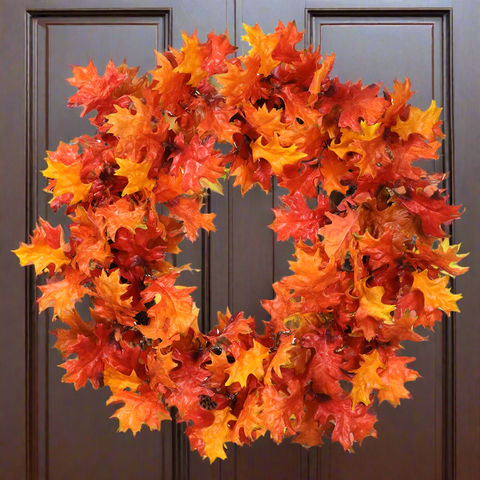 30" Oak Leaf Wreath, Orange