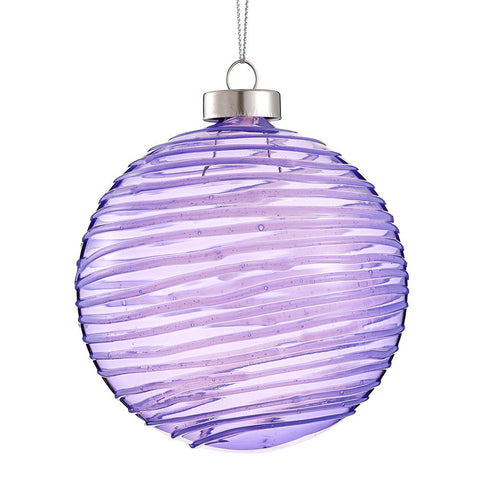 Lines Glass Ball Ornament, 4" (Purple)