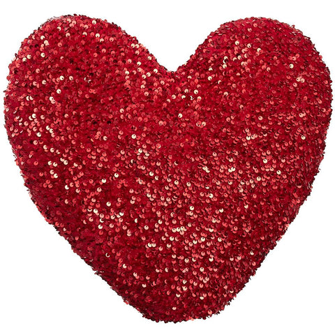 Sequin Heart Pillow, 16" (Red)