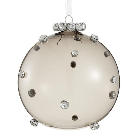 Diamond Glass Ball Ornament, 5" (Smoke & Silver)