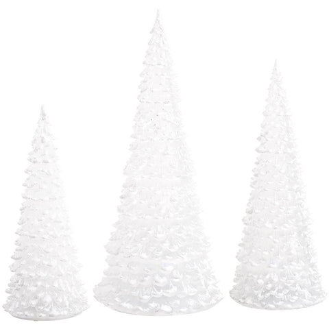 Lighted White Frosted Snowed Trees, 10.5" - 15.5" (Set of 3)