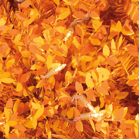 PVC Mini Leaf Pencil Tree x2697 With 750 LED Lights on Metal Stand, 7.5' (orange)