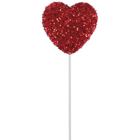 Sequin Heart Pick, 20" (Red)