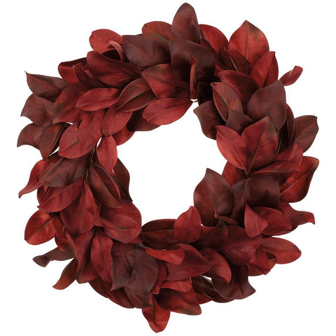 Magnolia Leaf Wreath, 27" (Red Burgundy)