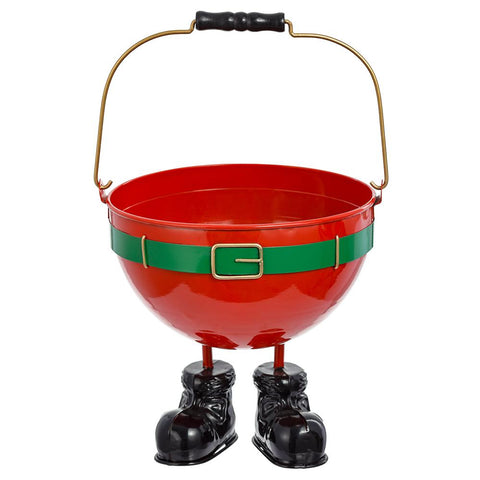 Metal Santa Planter, 10" (Gold & Red)