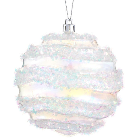 Tinsel Ball Ornament, 4" (Clear)
