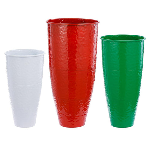 Yellow/Red/Green Metal Planter Set, 19.5" - 28" (Set of 3)