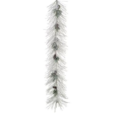 Snow Mixed Pine Garland w/Cones, 6' (Green Snow)