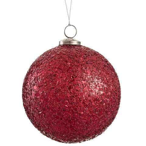 Glass Mosaic Ball Ornament, 4.25" (Red)